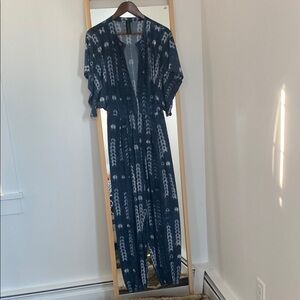EUC Norma Kamali Blue Patterned Jumpsuit, Sz  S/36